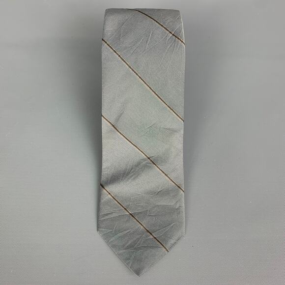 BROOKS BROTHERS Gray Stripe Silk Tie - Picture 1 of 3